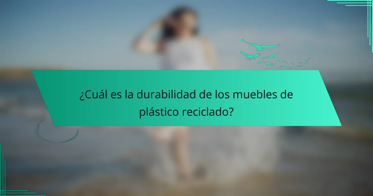 ¿Cuál es la durabilidad de los muebles de plástico reciclado?
