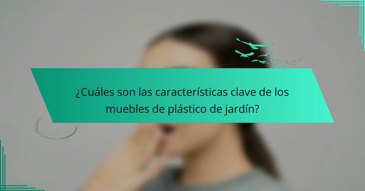 ¿Cuáles son las características clave de los muebles de plástico de jardín?