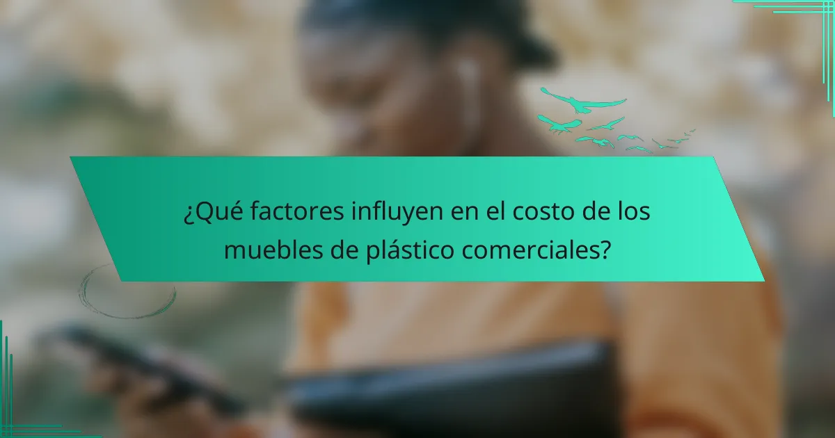 ¿Qué factores influyen en el costo de los muebles de plástico comerciales?